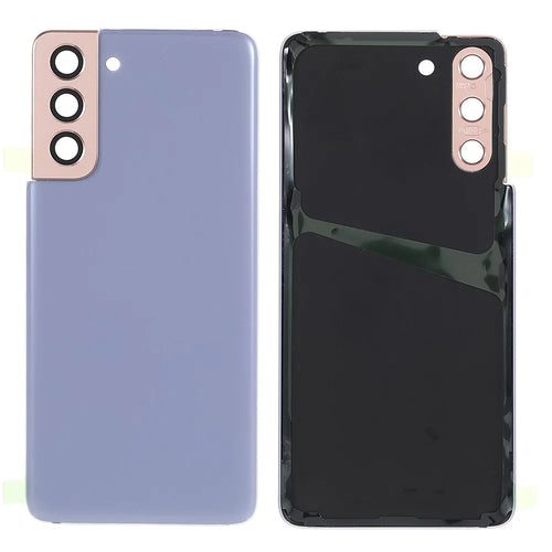 For Samsung Galaxy S21 4G/5G Housing Battery Door Back Cover Replacement Parts with Camera Ring Cover (without Logo) - Purple - 1
