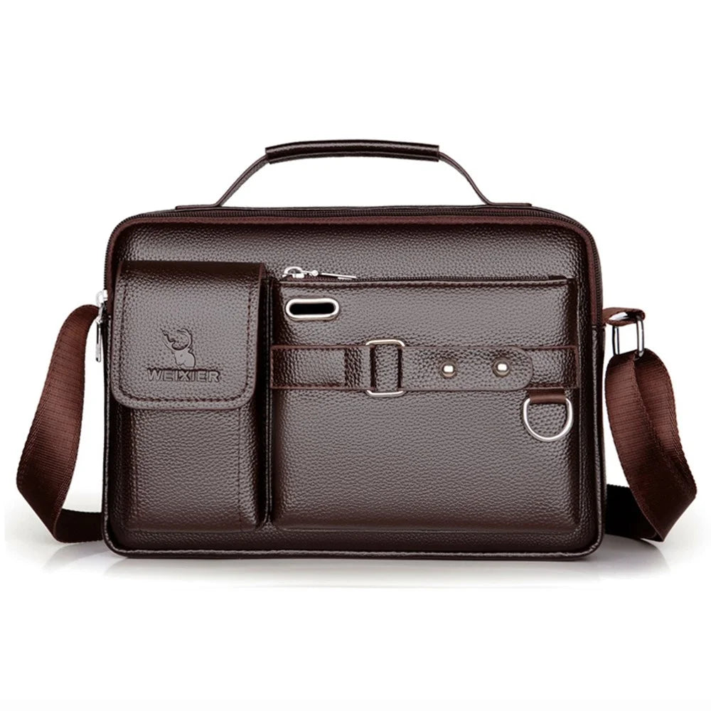 WEIXIER D235 Men's Messenger Bag Business PU Leather Crossbody Bag Fashionable Travel Bag Water-resistant Travel Accessories - Brown - 2