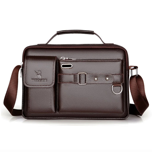 WEIXIER D235 Men's Messenger Bag Business PU Leather Crossbody Bag Fashionable Travel Bag Water-resistant Travel Accessories - Brown - 2