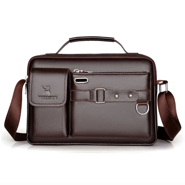 WEIXIER D235 Men's Messenger Bag Business PU Leather Crossbody Bag Fashionable Travel Bag Water-resistant Travel Accessories - Brown - 2