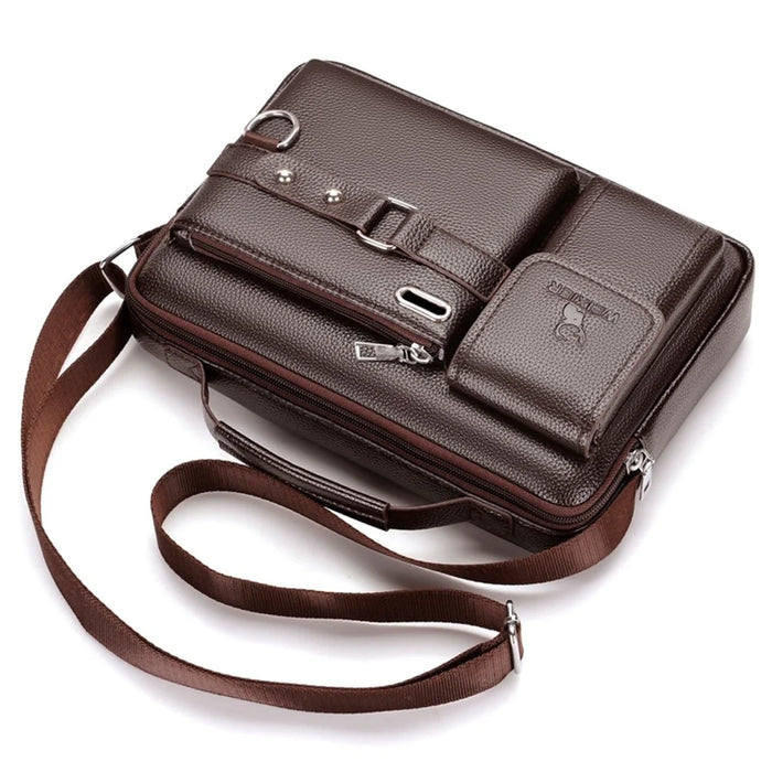 WEIXIER D235 Men's Messenger Bag Business PU Leather Crossbody Bag Fashionable Travel Bag Water-resistant Travel Accessories - Brown - 3