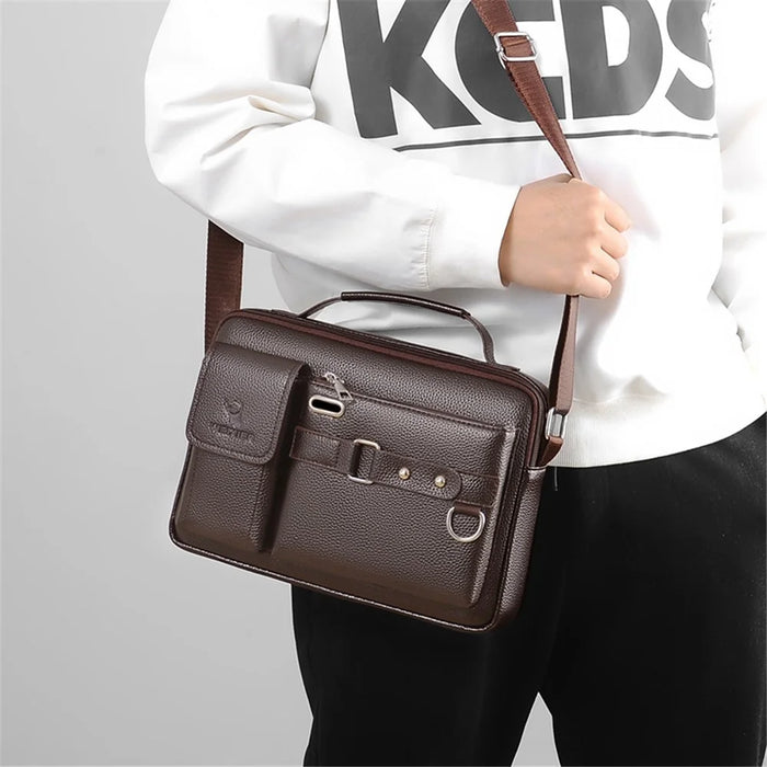WEIXIER D235 Men's Messenger Bag Business PU Leather Crossbody Bag Fashionable Travel Bag Water-resistant Travel Accessories - Brown - 7