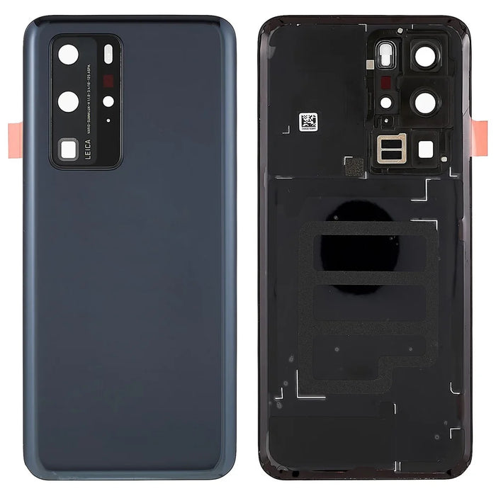 For Huawei P40 Pro OEM Battery Housing with Adhesive Sticker + Camera Lens Cover - Black - 1