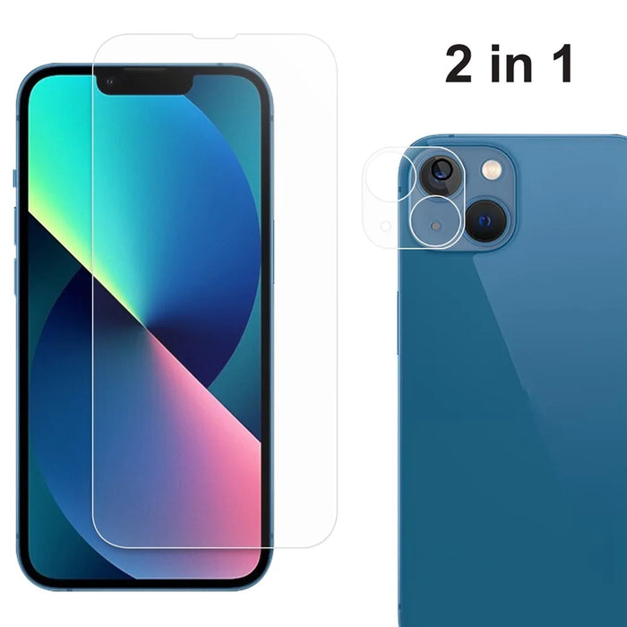 For iPhone 14 6.1 inch Ultra Clear Full Coverage Tempered Glass Screen Protector Anti-explosion Film + Precise Cutout Camera Lens Protector - 1