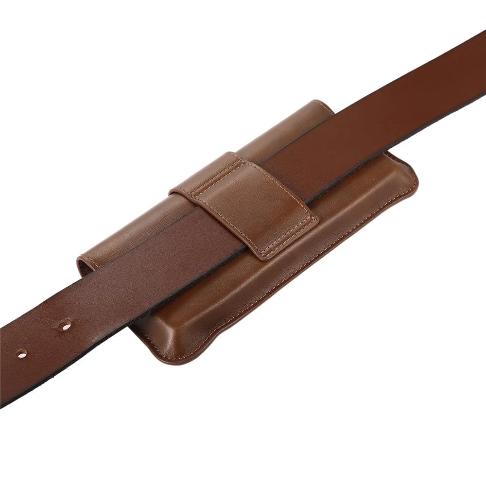For Samsung Galaxy Z Fold3 5G Crazy Horse Texture PU Leather Waist Phone Case Horizontal Belt Loop Phone Bag - Dark Brown - 4