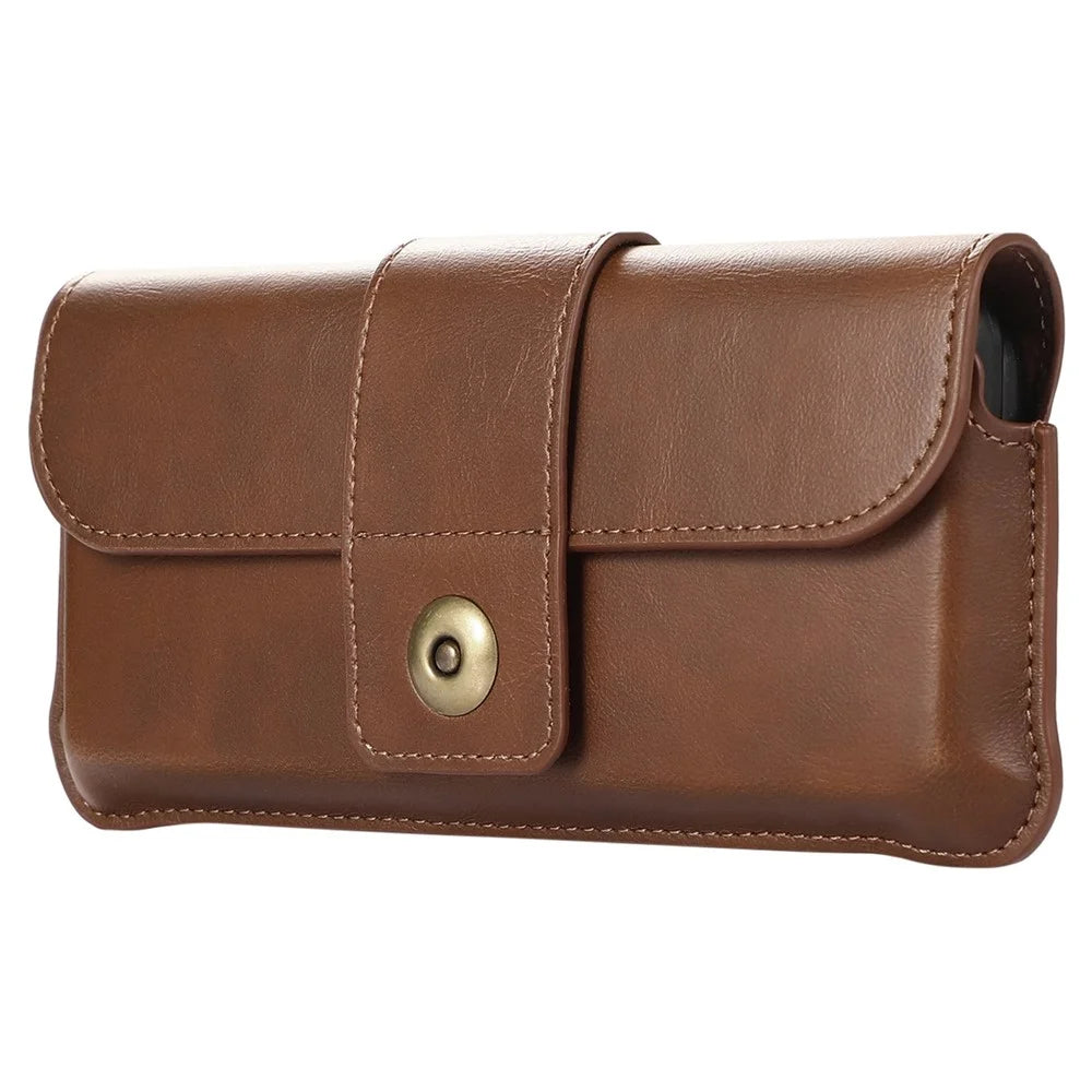 For Samsung Galaxy Z Fold3 5G Crazy Horse Texture PU Leather Waist Phone Case Horizontal Belt Loop Phone Bag - Dark Brown - 6