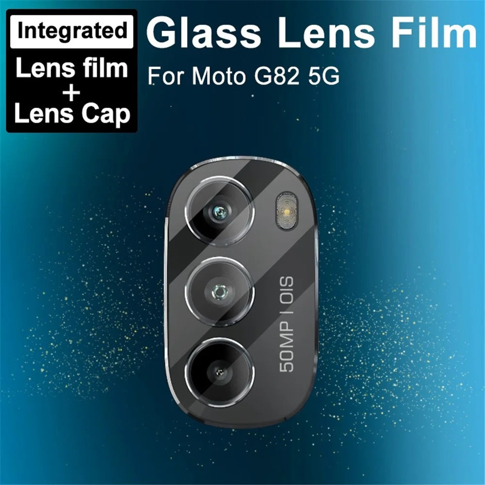 IMAK For Motorola Moto G82 5G Integrated Camera Lens Protector Ultra Clear Tempered Glass Lens Film + Acrylic Lens Cap - 2