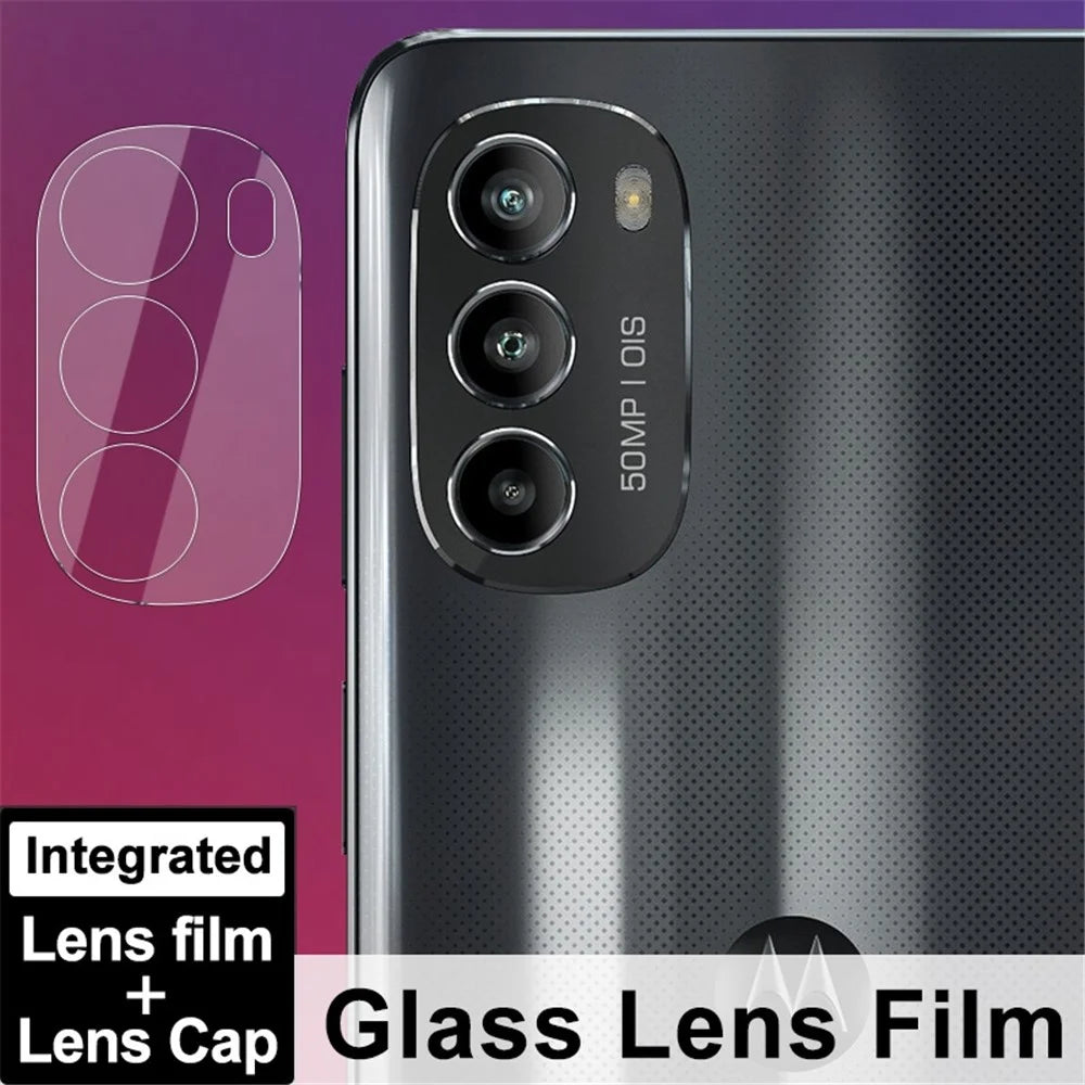 IMAK For Motorola Moto G82 5G Integrated Camera Lens Protector Ultra Clear Tempered Glass Lens Film + Acrylic Lens Cap - 3