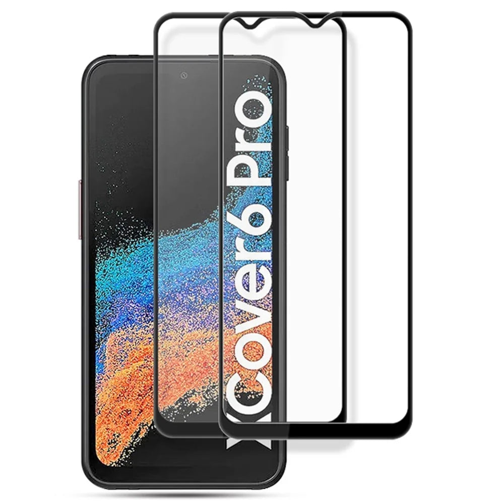 AMORUS 2Pcs / Pack for Samsung Galaxy Xcover6 Pro 5G Tempered Glass Secondary Strengthening Silk Printing Full Glue Full Screen Protector - Black - 1