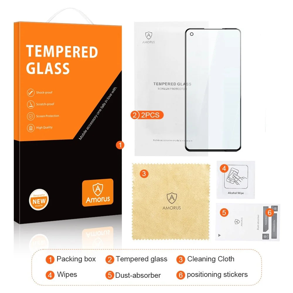 AMORUS 2Pcs / Pack Tempered Glass Film for Oppo Reno8 5G (Global Version) / Reno8 5G, Silk Printing Full Glue Secondary Strengthening Full Screen Protector - Black - 3