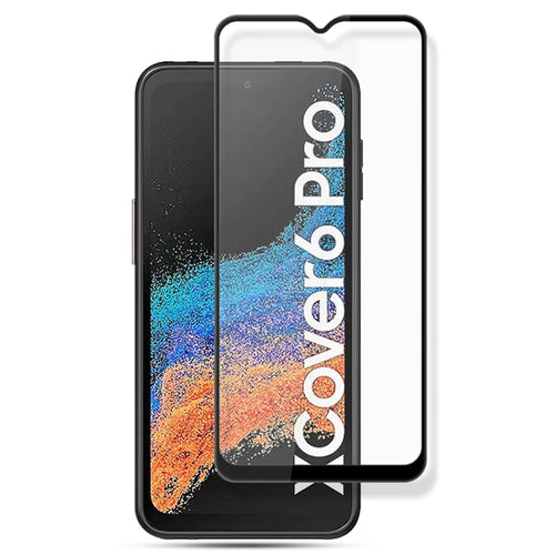AMORUS For Samsung Galaxy Xcover6 Pro 5G Tempered Glass Screen Protector, Secondary Strengthening Silk Printing Full Cover Full Glue Film - Black - 1