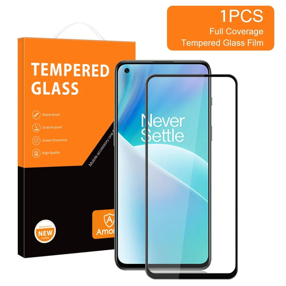AMORUS For OnePlus Nord 2T 5G Full Glue Tempered Glass Secondary Strengthening Silk Printing HD Full Screen Protector - Black - 2