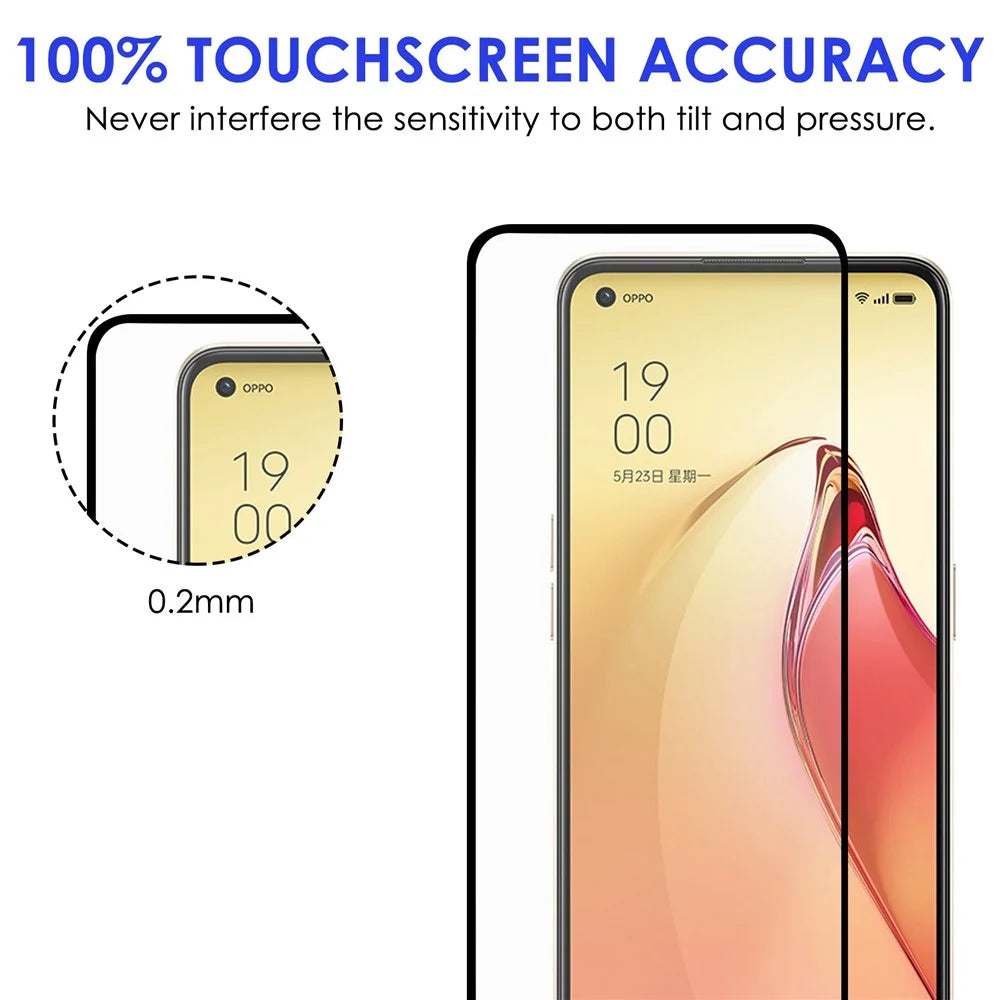 AGC Tempered Glass Film for Oppo Reno8 5G (Global Version) / Oppo Reno8 5G, Full Glue Anti-explosion Black Edge HD Clear Full Screen Protector - 5