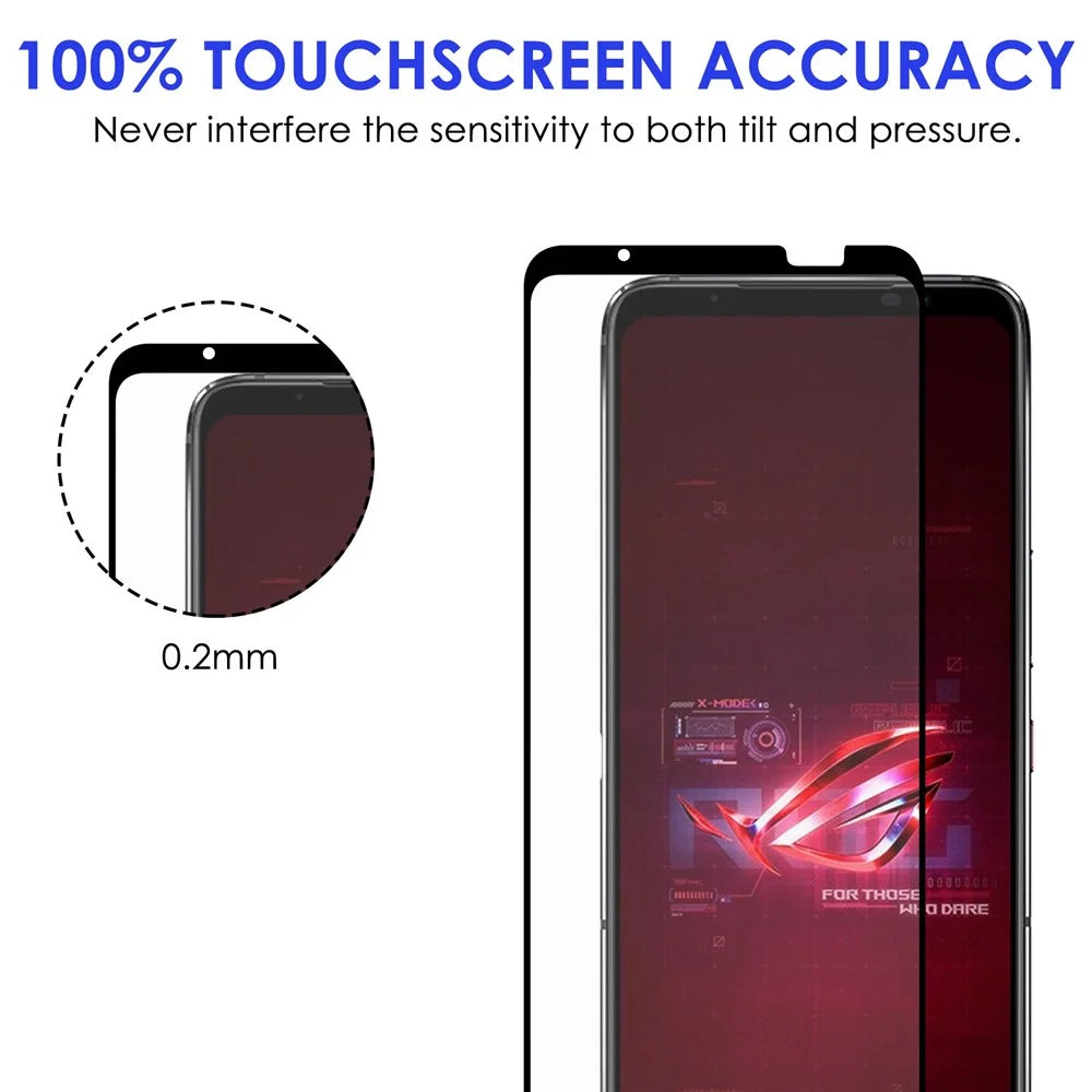 AGC Tempered Glass Film for Asus ROG Phone 6 5G, Full Glue Full Cover Shatter-proof Black Edge Screen Protector - 5