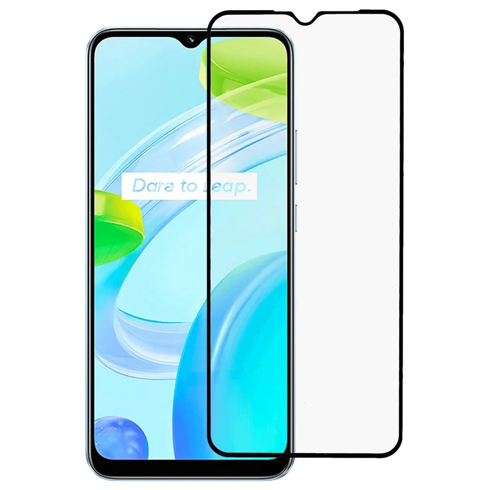 For Realme C30 4G Full Coverage Screen Protector Full Glue Tempered Glass Scratch Resistant Silk Printing HD Clear Film - 1