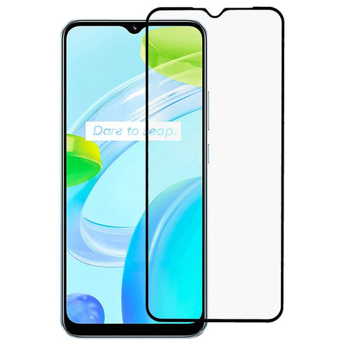 For Realme C30 4G Full Coverage Screen Protector Full Glue Tempered Glass Scratch Resistant Silk Printing HD Clear Film - 1