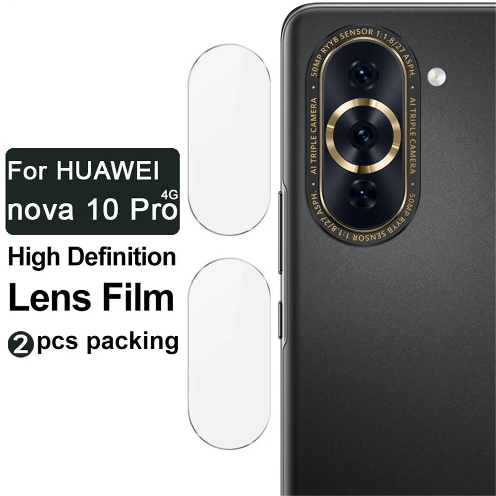 IMAK 2Pcs / Set Camera Lens Protector for Huawei nova 10 Pro 4G, Wear-resistant HD Anti-bubble Tempered Glass Film - 3