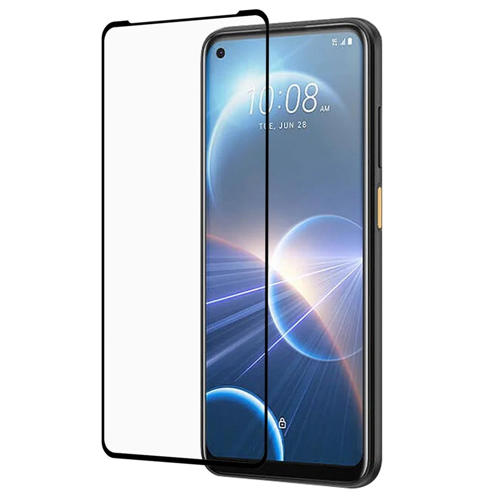 For HTC Desire 22 Pro 5G Silk Printing Tempered Glass Screen Protective Film Full Coverage Full Glue Screen Protector - 1