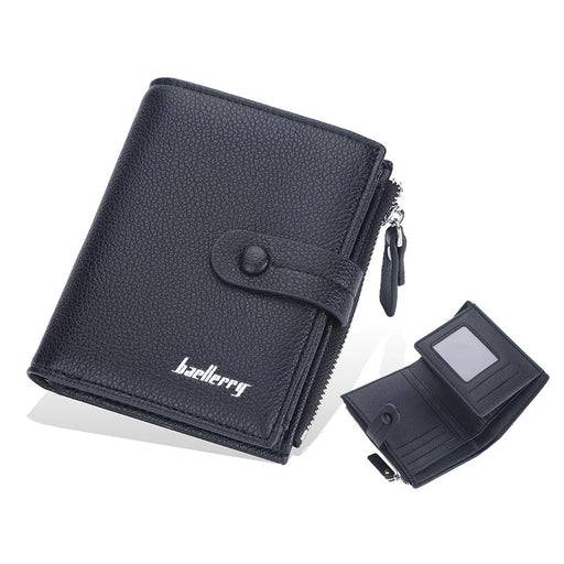 BAELLERRY N3232 / N3236 Stylish Litchi Texture PU Leather Women Tri-fold Wallet Zipper Pocket Design Cards Cash Storage Bag - Black - 1