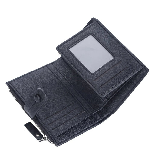 BAELLERRY N3232 / N3236 Stylish Litchi Texture PU Leather Women Tri-fold Wallet Zipper Pocket Design Cards Cash Storage Bag - Black - 2