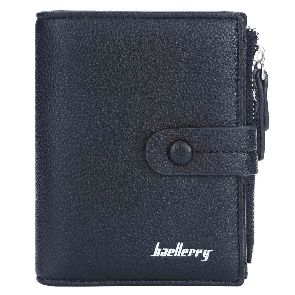 BAELLERRY N3232 / N3236 Stylish Litchi Texture PU Leather Women Tri-fold Wallet Zipper Pocket Design Cards Cash Storage Bag - Black - 3