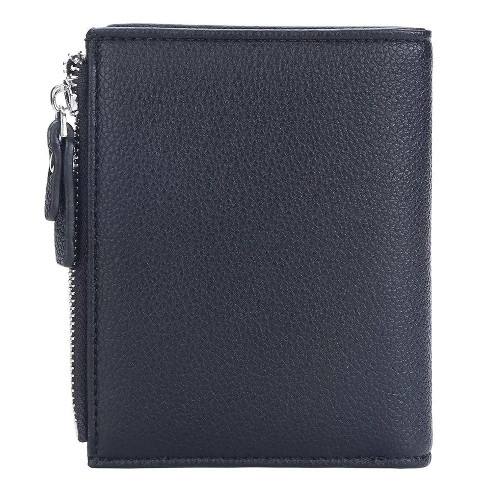 BAELLERRY N3232 / N3236 Stylish Litchi Texture PU Leather Women Tri-fold Wallet Zipper Pocket Design Cards Cash Storage Bag - Black - 5