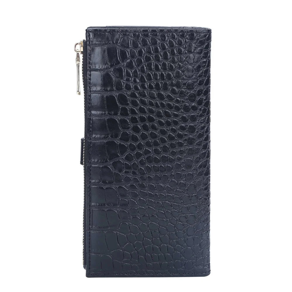 BAELLERRY N2369 Stylish PU Leather Stone Texture Clutch Bag Women Wallet Snap Button Zipper Cards Cash Holder Purse - Black - 5