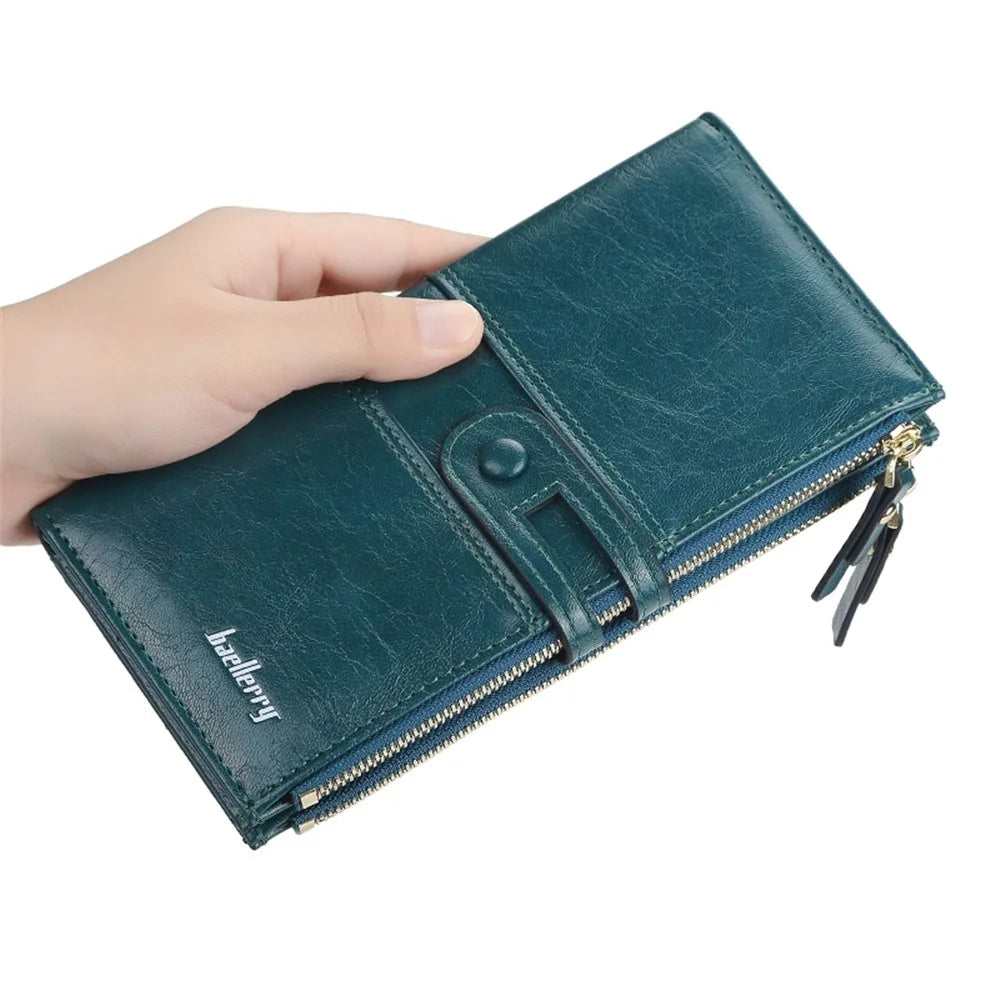 BAELLERRY N1825 PU Leather Long Clutch Bag Wallet Snap Button Zipper Purse Cards Cash Phone Storage Bag - Black - 3