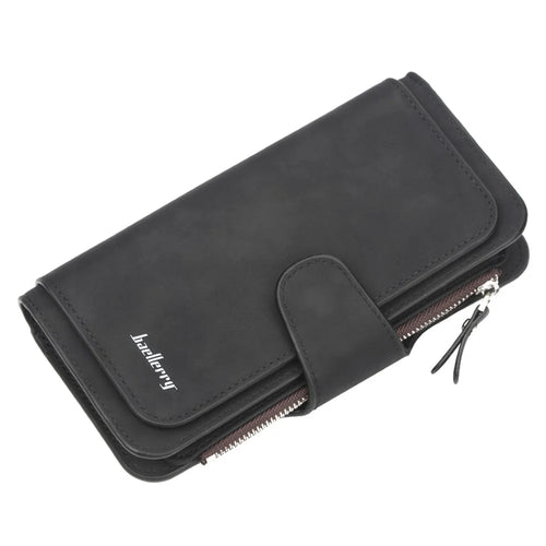 BAELLERRY N2345 Stylish PU Leather Women Clutch Bag Zipper Pocket Multi Card Slots Purse - Black - 1