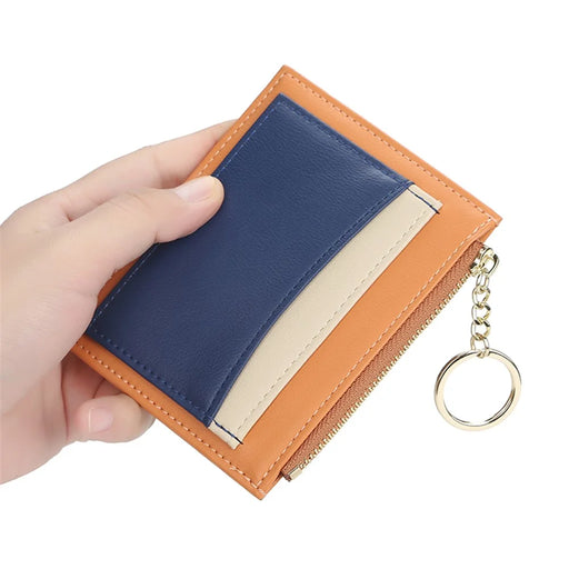 BAELLERRY K9120 Splicing Design PU Leather Women Card Holder Coin Purse Zipper Pocket Cards Key Storage Bag - Pink - 2
