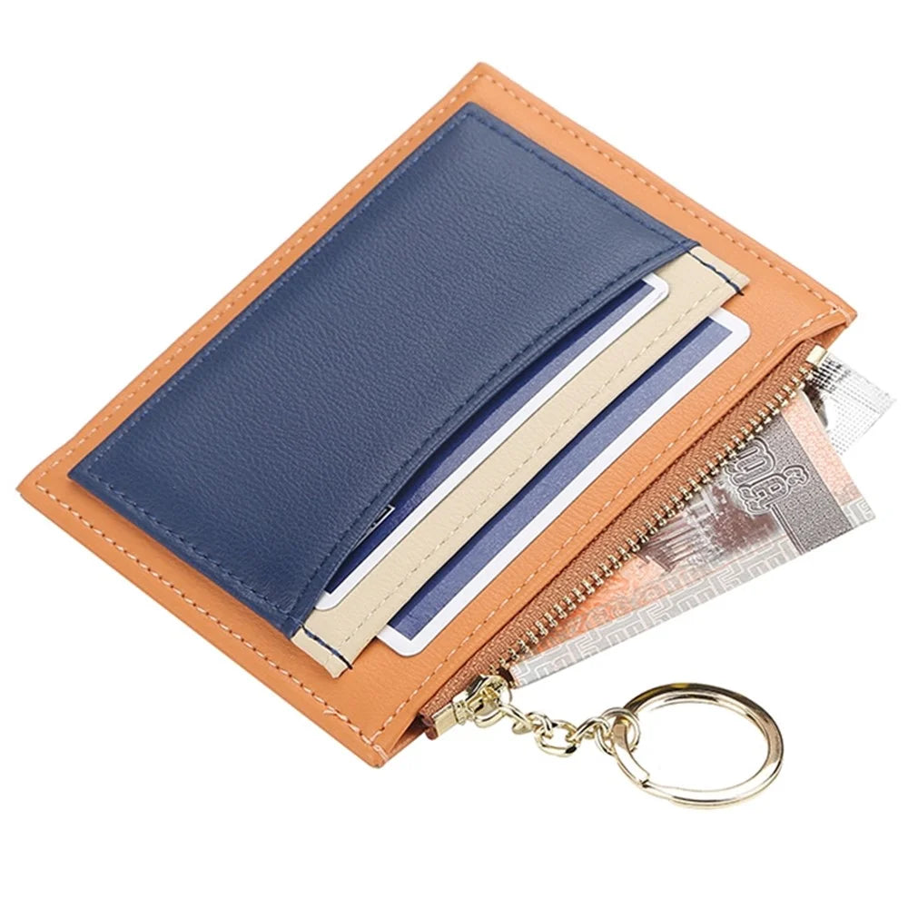 BAELLERRY K9120 Splicing Design PU Leather Women Card Holder Coin Purse Zipper Pocket Cards Key Storage Bag - Pink - 4