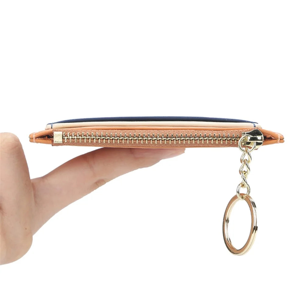 BAELLERRY K9120 Splicing Design PU Leather Women Card Holder Coin Purse Zipper Pocket Cards Key Storage Bag - Pink - 5