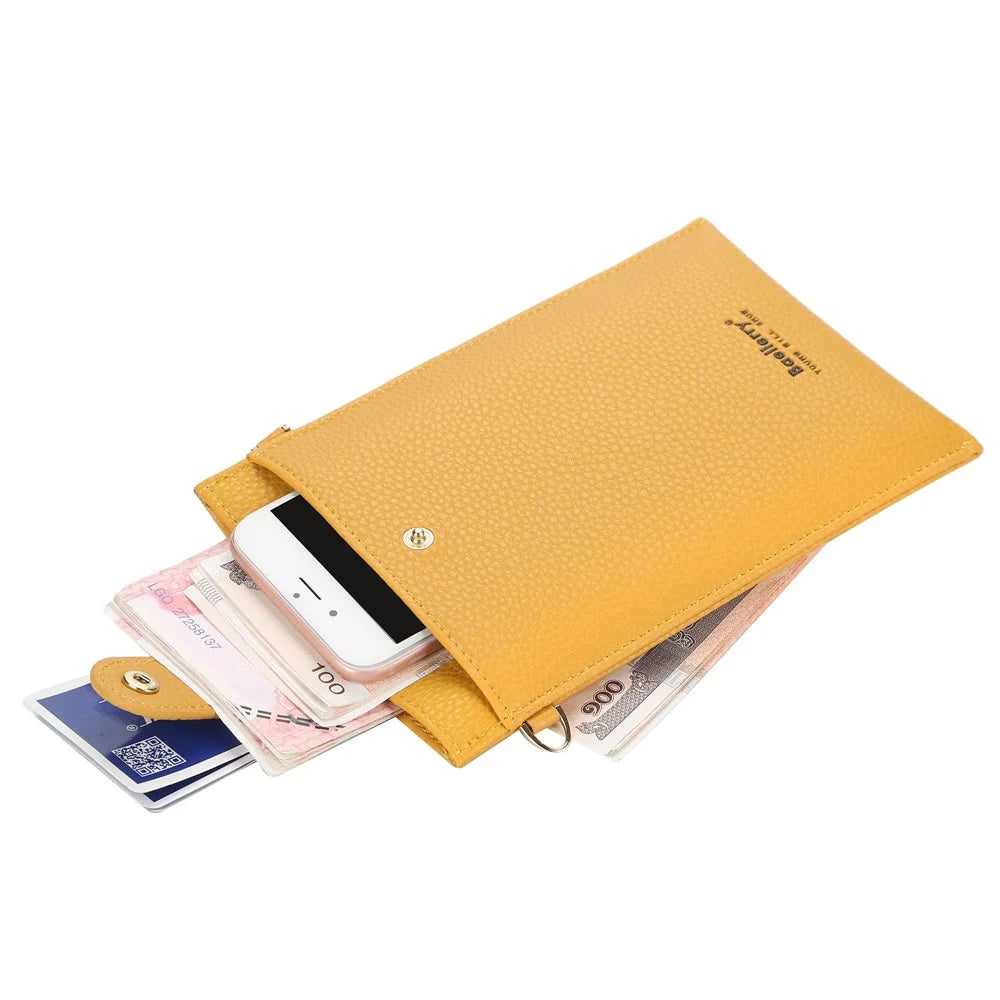 BAELLERRY N8609 PU Leather Snap Button Zipper Pocket Design Phone Pouch Stylish Women Cards Cash Holder Crossbody Bag - Red - 4