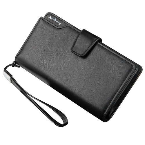 BAELLERRY S1063 PU Leather Men Casual Long Wallet Clutch Bag Cards Cash Phone Storage Bag - Black - 1
