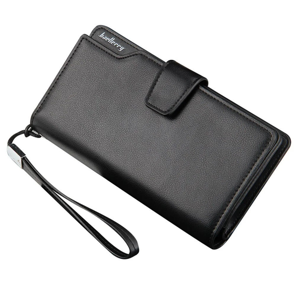 BAELLERRY S1063 PU Leather Men Casual Long Wallet Clutch Bag Cards Cash Phone Storage Bag - Black - 1