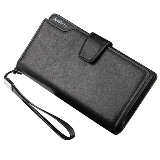 BAELLERRY S1063 PU Leather Men Casual Long Wallet Clutch Bag Cards Cash Phone Storage Bag - Black - 1