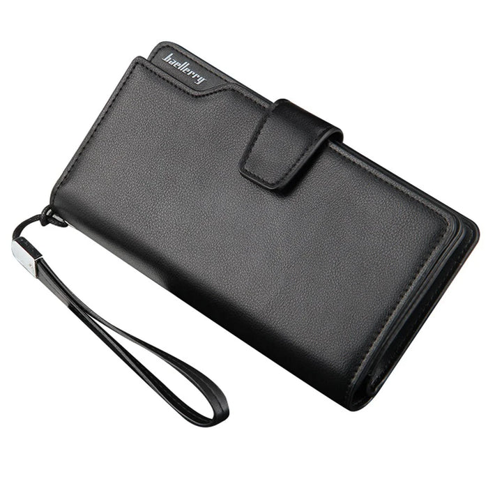 BAELLERRY S1063 PU Leather Men Casual Long Wallet Clutch Bag Cards Cash Phone Storage Bag - Black - 1