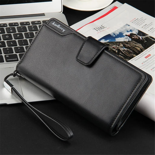 BAELLERRY S1063 PU Leather Men Casual Long Wallet Clutch Bag Cards Cash Phone Storage Bag - Black - 2