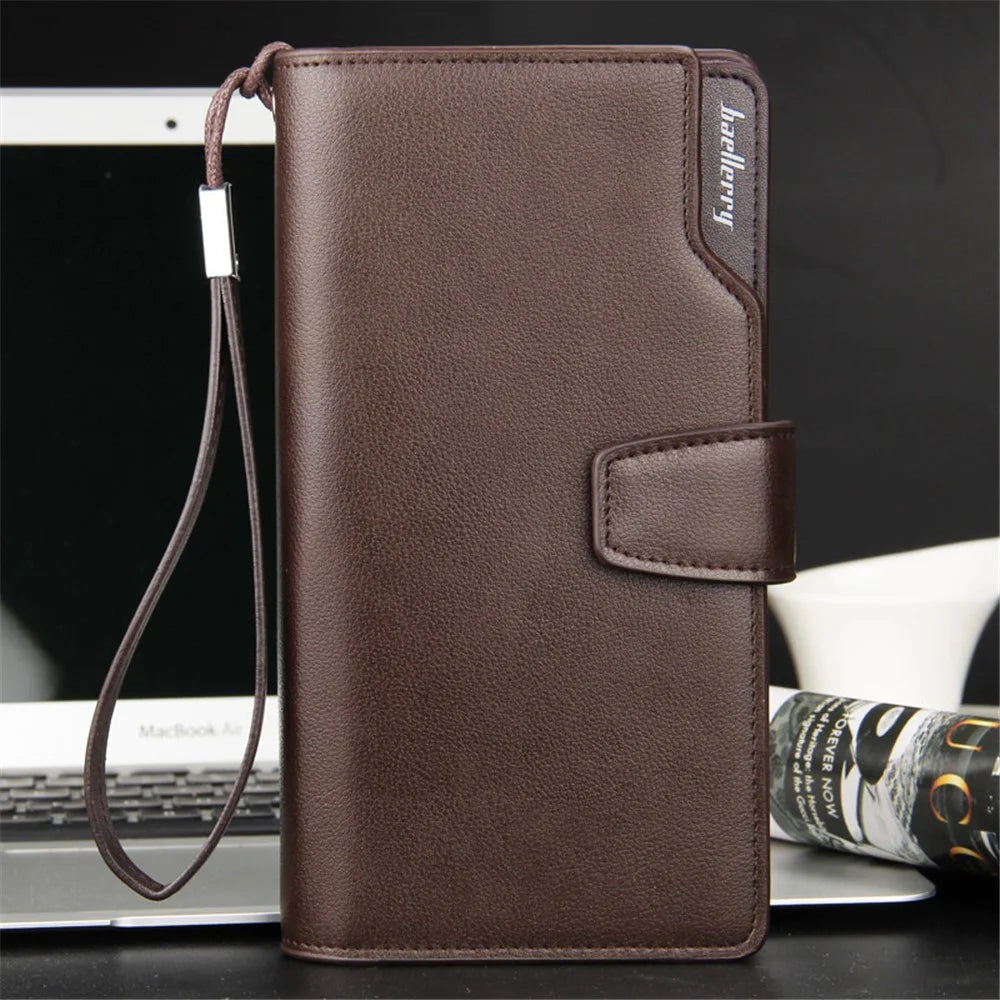 BAELLERRY S1063 PU Leather Men Casual Long Wallet Clutch Bag Cards Cash Phone Storage Bag - Black - 3