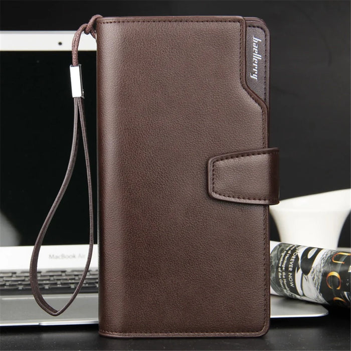 BAELLERRY S1063 PU Leather Men Casual Long Wallet Clutch Bag Cards Cash Phone Storage Bag - Black - 3
