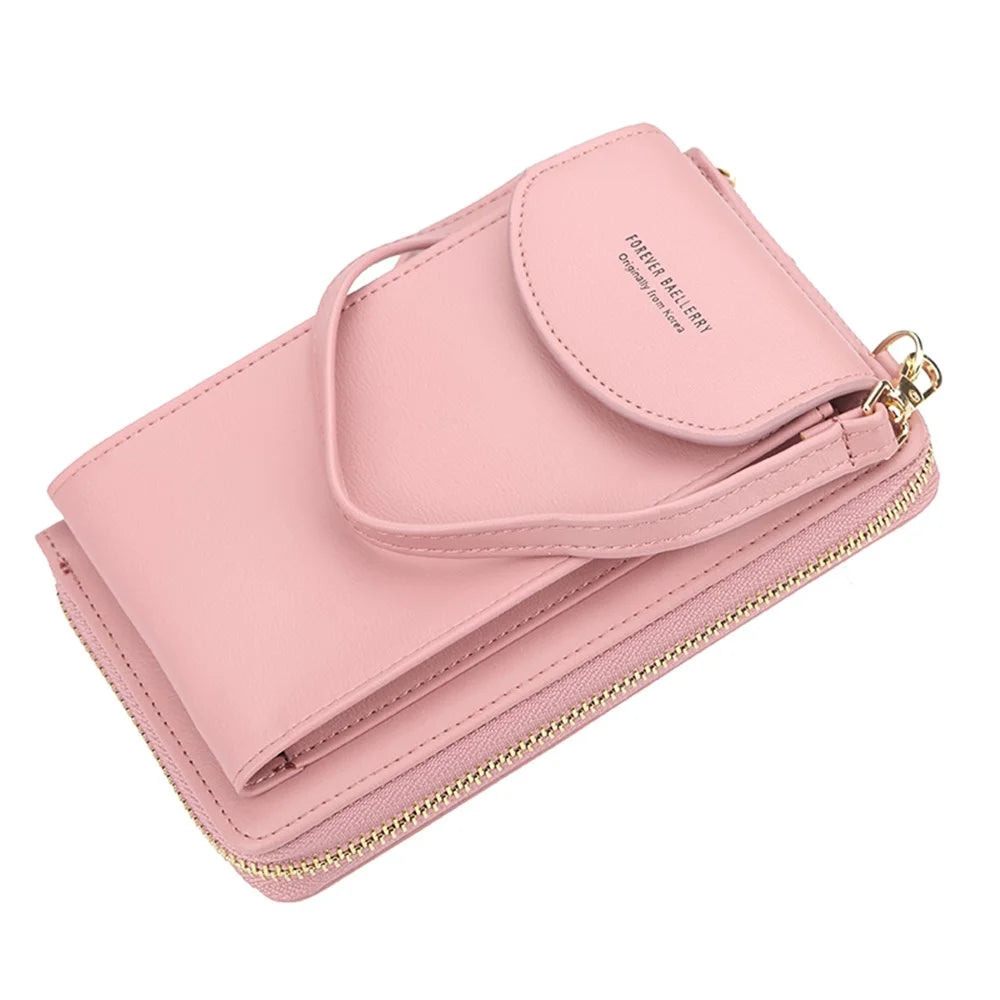 BAELLERRY N8591 PU Leather Snap Button Zipper Purse Women Cards Cash Phone Holder Crossbody Bag - Black - 2
