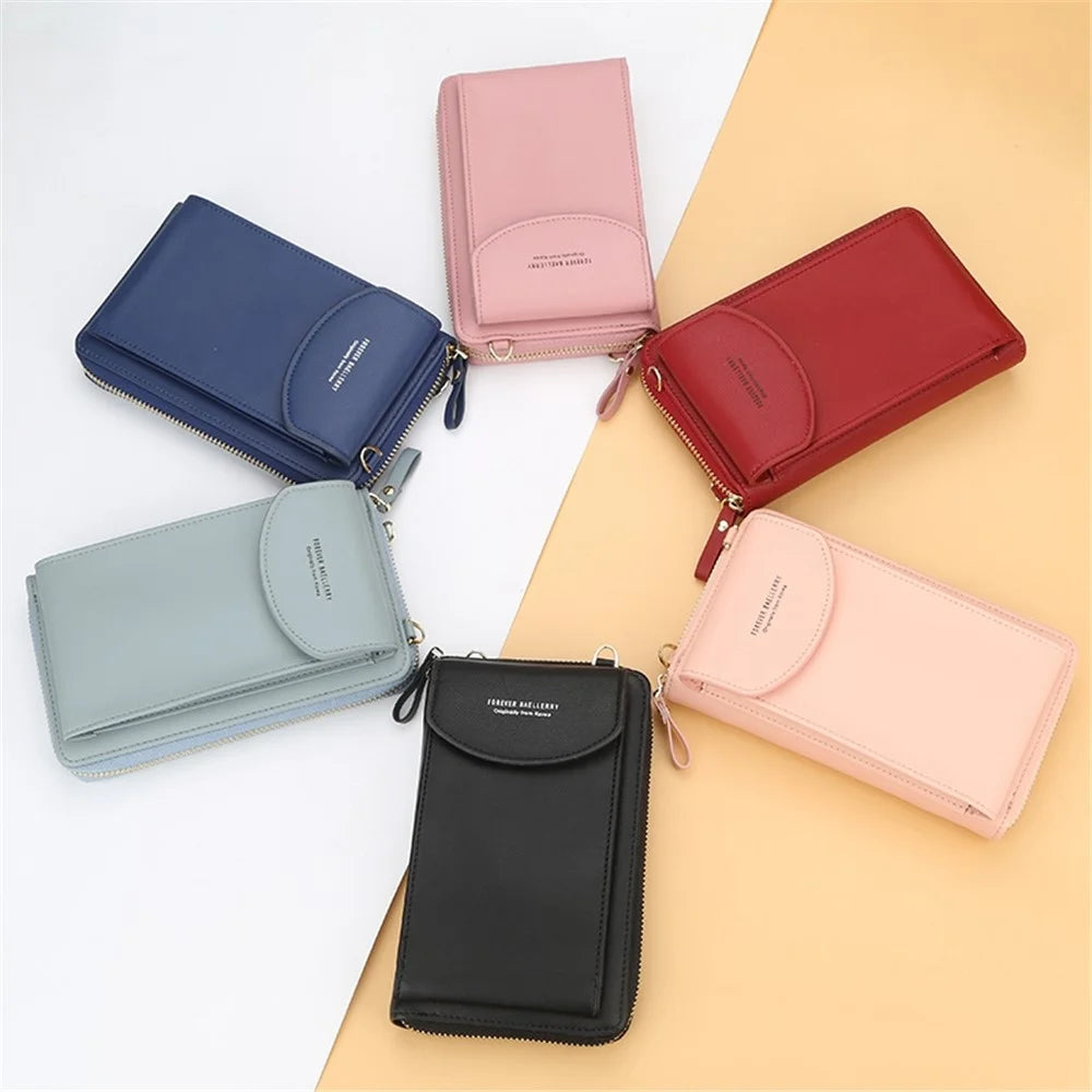 BAELLERRY N8591 PU Leather Snap Button Zipper Purse Women Cards Cash Phone Holder Crossbody Bag - Black - 4