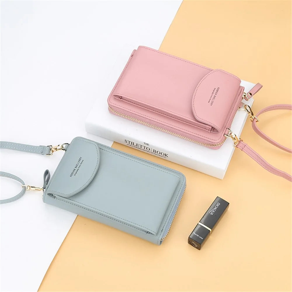 BAELLERRY N8591 PU Leather Snap Button Zipper Purse Women Cards Cash Phone Holder Crossbody Bag - Black - 5