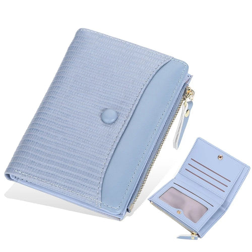 BAELLERRY N2370 Lizard Texture PU Leather Women Short Wallet Stylish Zipper Pocket Cards Cash Holder Purse - Blue - 1