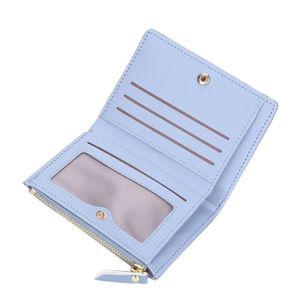 BAELLERRY N2370 Lizard Texture PU Leather Women Short Wallet Stylish Zipper Pocket Cards Cash Holder Purse - Blue - 2