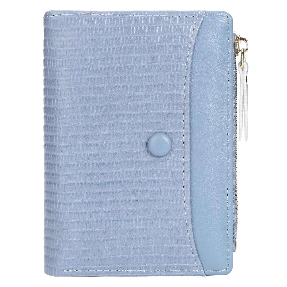 BAELLERRY N2370 Lizard Texture PU Leather Women Short Wallet Stylish Zipper Pocket Cards Cash Holder Purse - Blue - 3