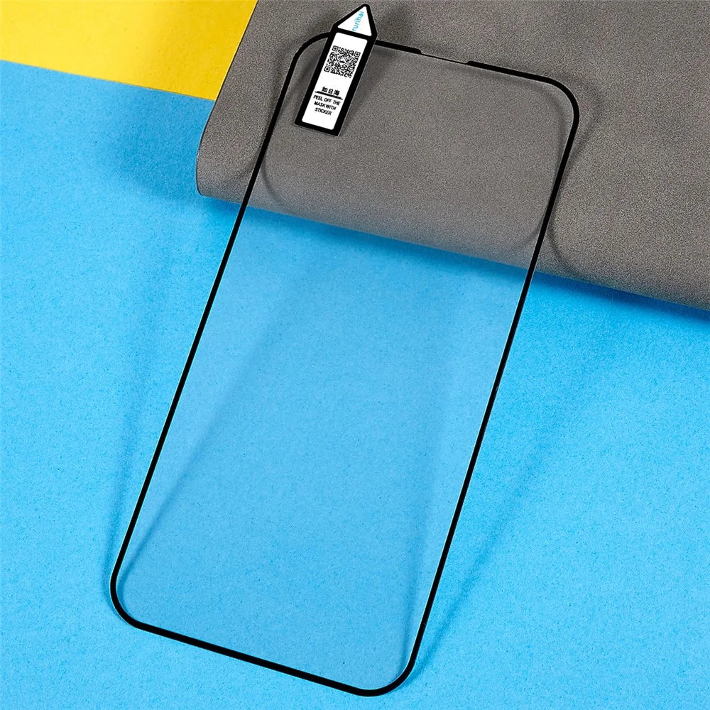 RURIHAI for iPhone 14 Plus 6.7 inch  2.5D Ultra Clear Black Edge Full Covering Screen Protector Secondary Hardening 9H Full Glue Aluminum-silicon Glass Film - 6