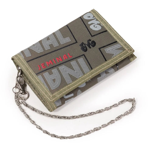 JEMINAL 1314 Geometry Pattern Cloth Short Wallet Men Women Tri-fold Card Holder Coin Purse with Strap - Green - 1