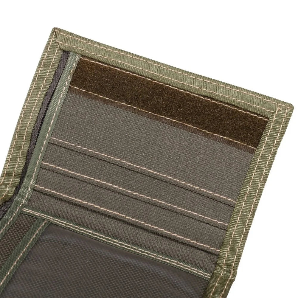 JEMINAL 1314 Geometry Pattern Cloth Short Wallet Men Women Tri-fold Card Holder Coin Purse with Strap - Green - 6