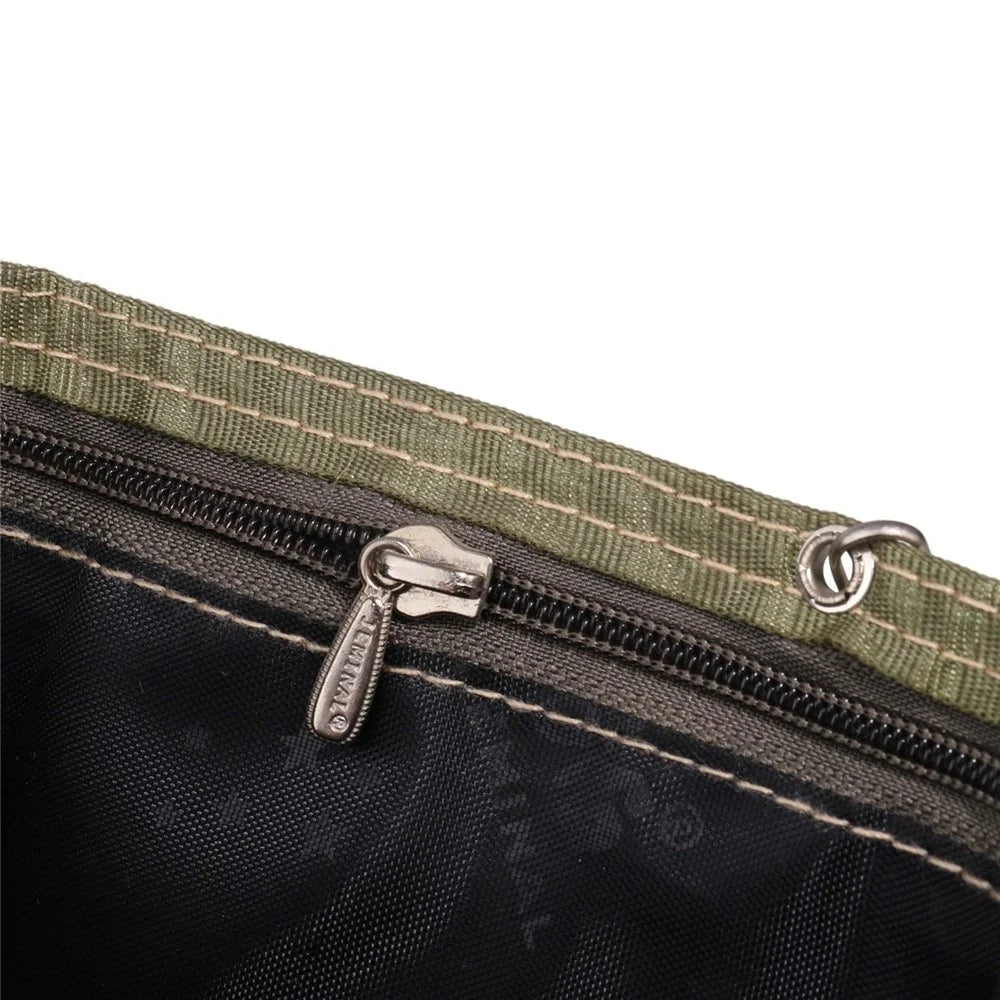 JEMINAL 1314 Geometry Pattern Cloth Short Wallet Men Women Tri-fold Card Holder Coin Purse with Strap - Green - 7